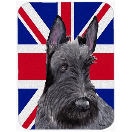 Carolines Treasures Carolines Treasures SC9843LCB Scottish Terrier With English Union Jack British Flag Glass Cutting Board - Large SC9843LCB
